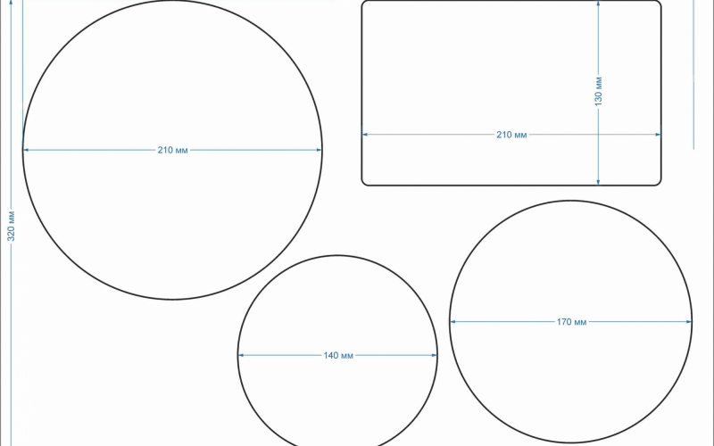 6 круги 210мм+140мм+170мм + прямоугольник 210х130 - Полиграфия
